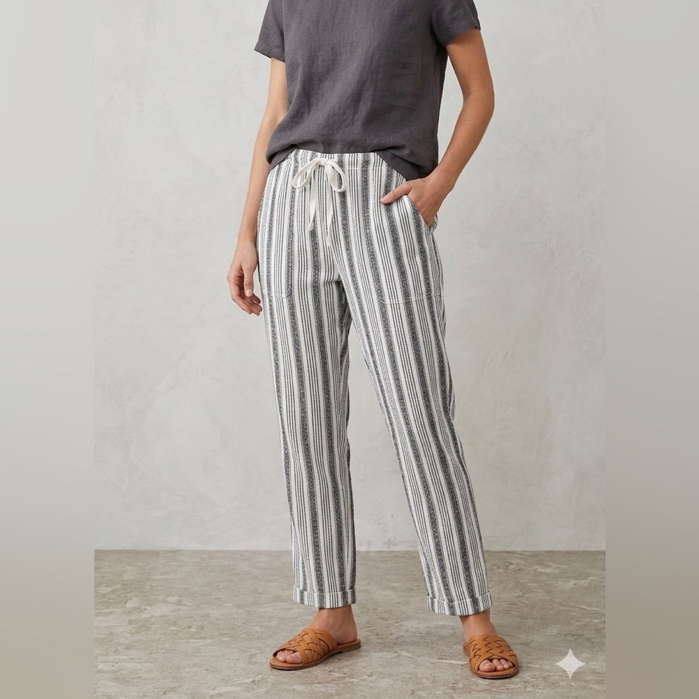 Sundance Striped Gauze Cotton Coastal Pants Womens w/Pockets Lined‎ Boho Small